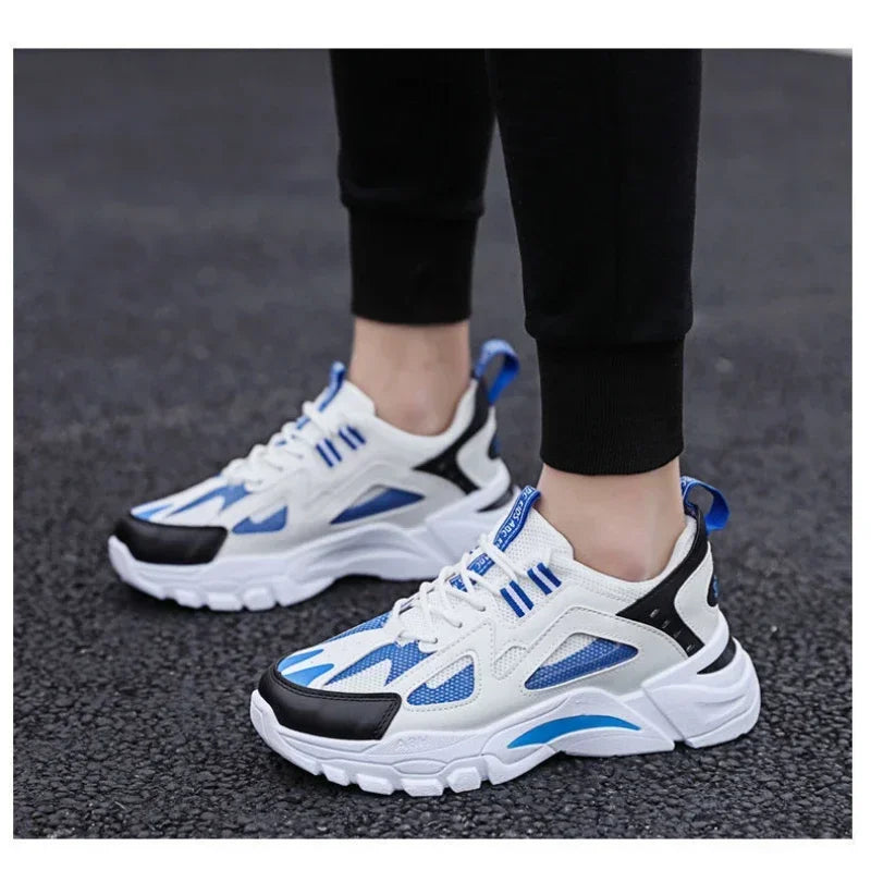 Men’s Casual Sports Shoes 2025 – Platform Sneakers with Breathable Mesh & Leather Stitching