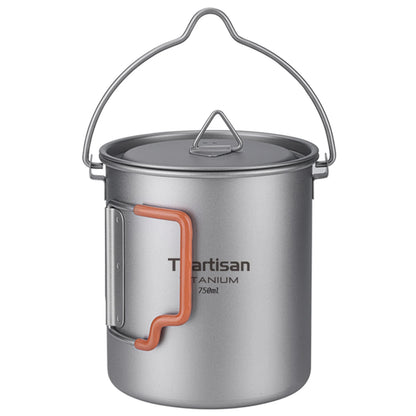 Tiartisan Outdoor Camping Pure Titanium Mug with Collapsible Handle Ultralight Portable Tea Cup Coffee Mug Drinkware