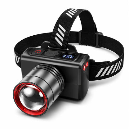 LED Rechargeable Headlamp Adjustable Zoom Waterproof Ultra Bright Headlight USB Head Torch for Camping Hiking Fishing Repair SOS