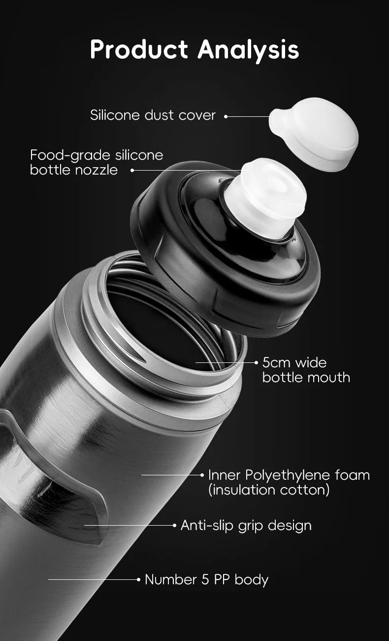 ROCKBROS 620ml Cycling Water Bottle Cold Water Insulated Thermal Silicone Bottle Outdoor Sports MTB Road Bike Bicycle Bottle