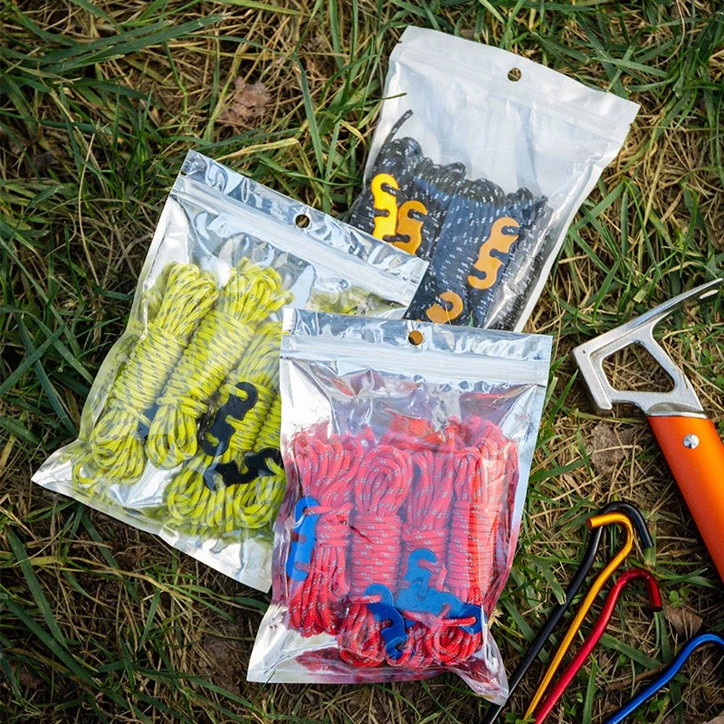 4 Outdoor Tent Ropes, Reflective Ropes Canopy Ropes Reinforced Windproof Ropes with Buckles To Ensure Safety Camping Accessories