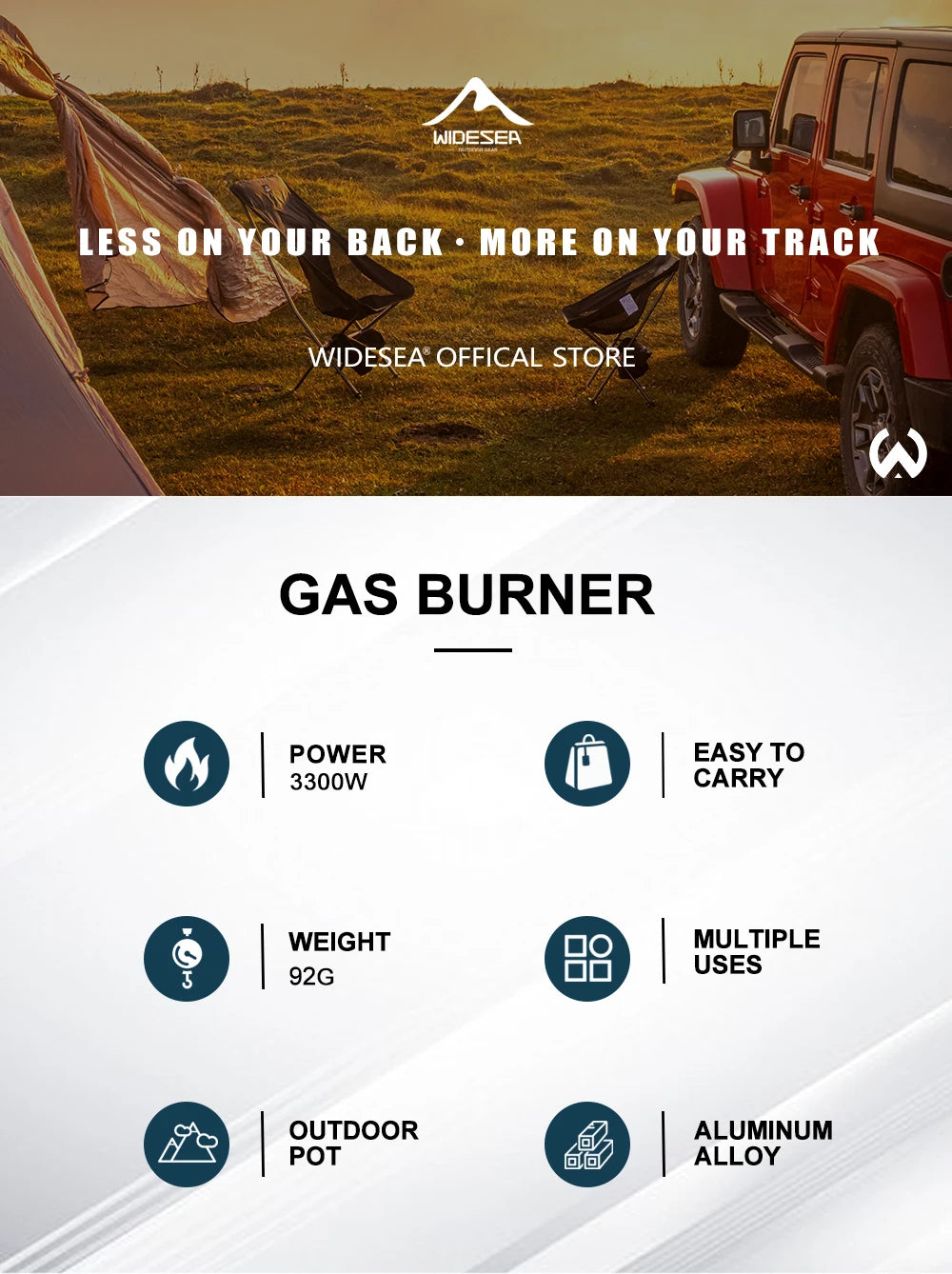 Widesea Portable Camping Gas Stove 3300W Ultralight 92g Aluminum Alloy Backpacking Stove with Carry Bag for Outdoor Cooking Hiki
