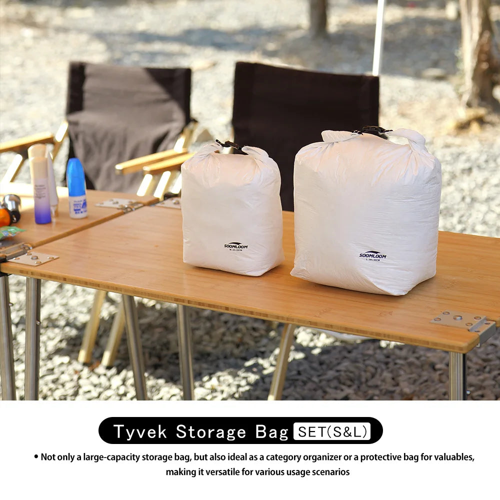 Soomloom Tyvek Storage Bag Set, Ultralight Tear-Resistant Organizer Bags for Hiking Camping Gear, Clothing Dust Sack