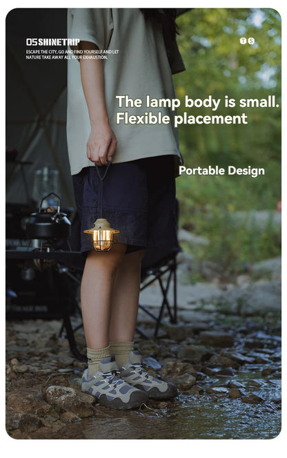 Shine Trip Outdoor Retro Smalldroplight, Campsite Lamp, Atmosphere Lamp, USB Charging Tent Light, LED Camping Hangling Lamp