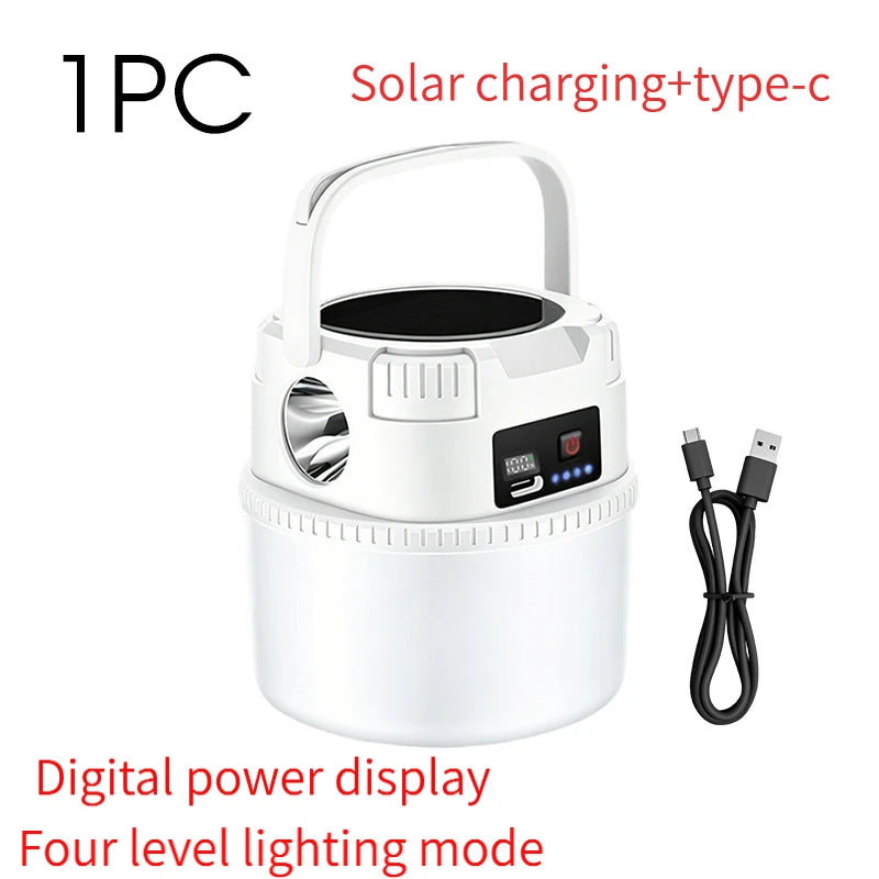 Solar LED Camping Lamp – Type-C Charging, with Hook