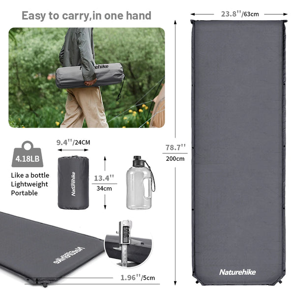 Naturehike D03 Self-Inflating Camping Mattress – 5cm Foam Sleeping Pad