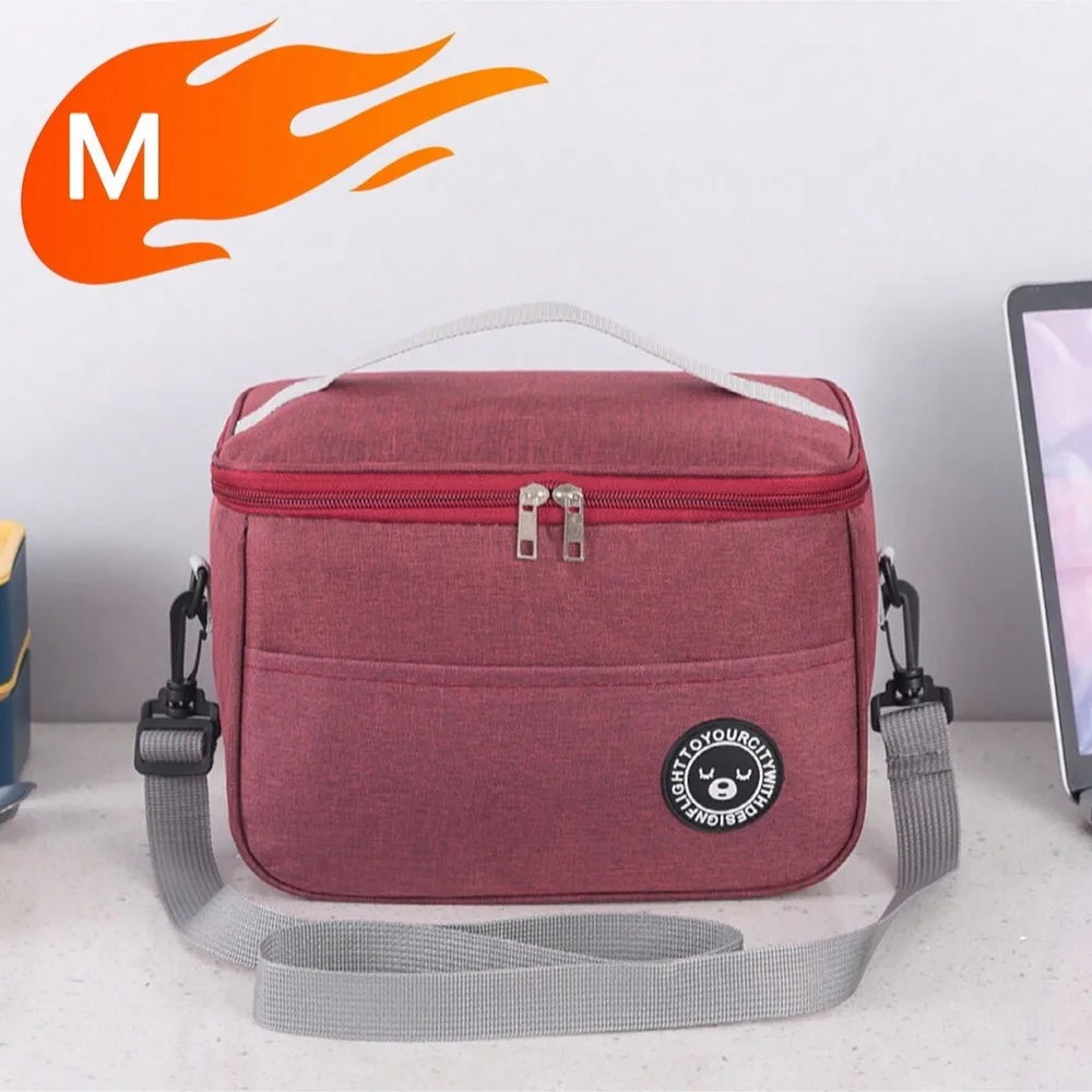 Capacity hand-held with shoulder strap insulated bag, lunch box bag, student thickened waterproof lunch bag。-zmt