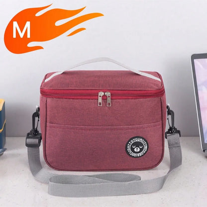 Capacity hand-held with shoulder strap insulated bag, lunch box bag, student thickened waterproof lunch bag。-zmt