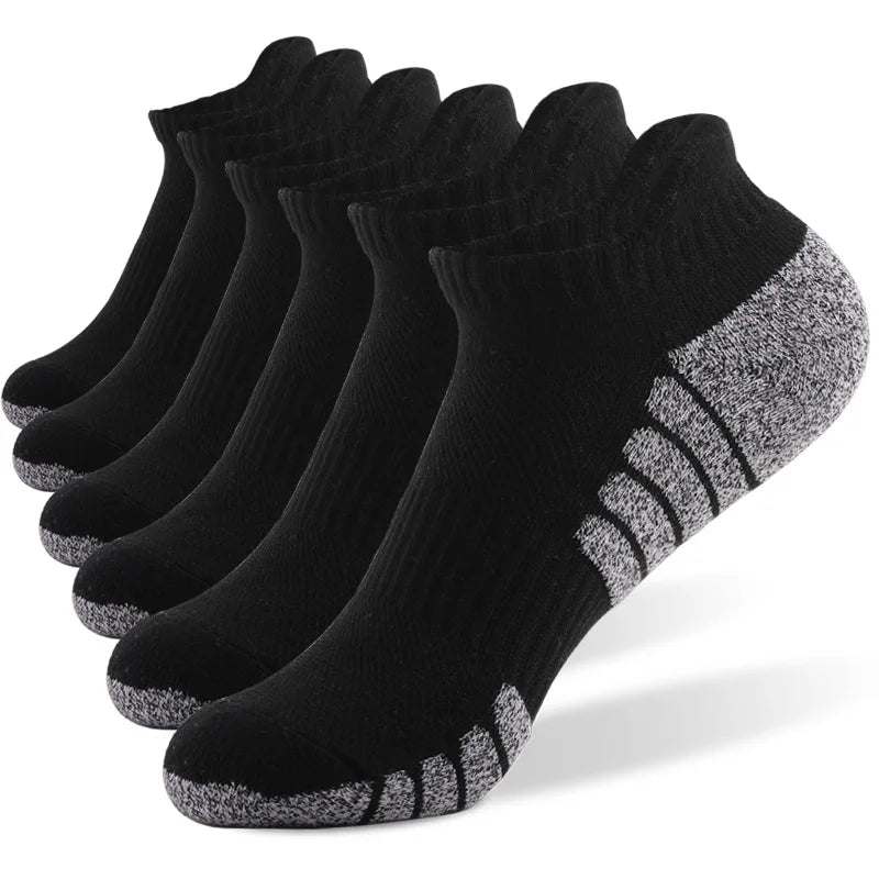 3 Pairs Thickened Towel Bottom Running Mesh Boat Non-Slip Breathable Sports Low Cut Men's Women's Socks