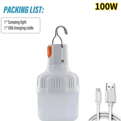 Rechargeable Portable Camping Brightness Light Dimmable LED Bulb Waterproof Outdoor Tent Light Emergency Night Light with Hook