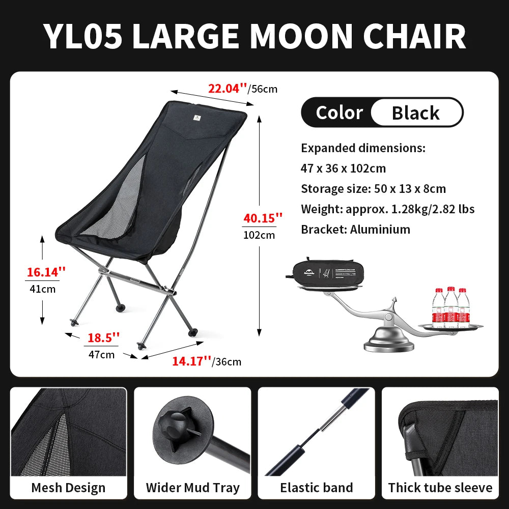 Naturehike 2024 Camping Chair Ultralight High Load Folding Quick Build Garden Chair Outdoor Foldable Picnic Beach Moon Chair