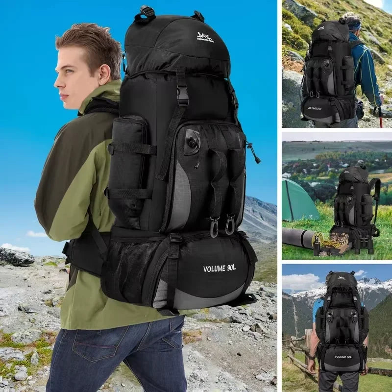 Large 90L Travel Backpack Camping Hiking Military Mountaineering Outdoor Adventure Bag Durable Waterproof Backpacking Bag