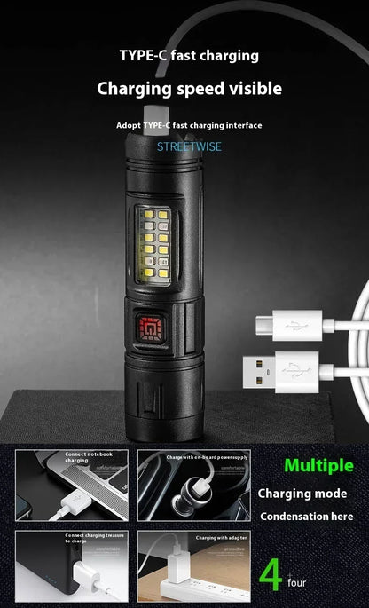 High Power Rechargeable LED Flashlight Strong Torch with Battery for Fishing Hunting Camping Lantern