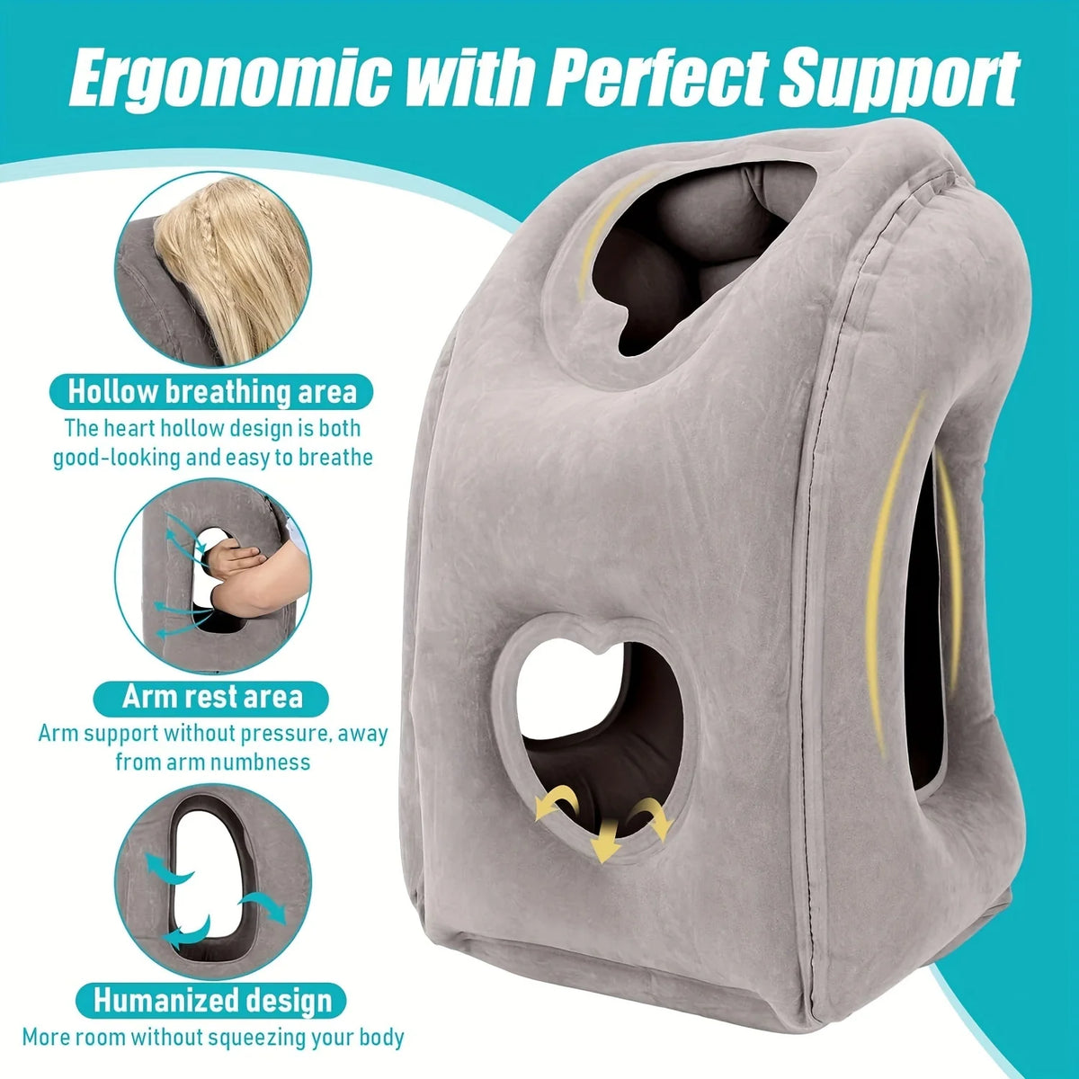 1pc Inflatable Travel Pillow with Patented Valve Design-Adjustable Neck & Head Support, Lightweight,Thanksgiving,Christmas gift