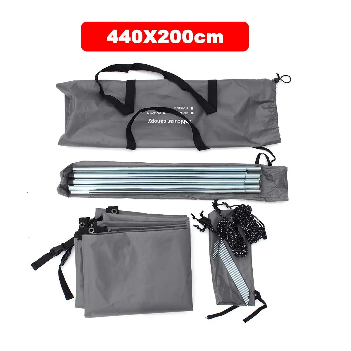 440x200cm Car Side Shelter Shade Camping Car Roof Top Tent Awning Waterproof UV Camping Tent Automobile Rooftop Rain Canopy