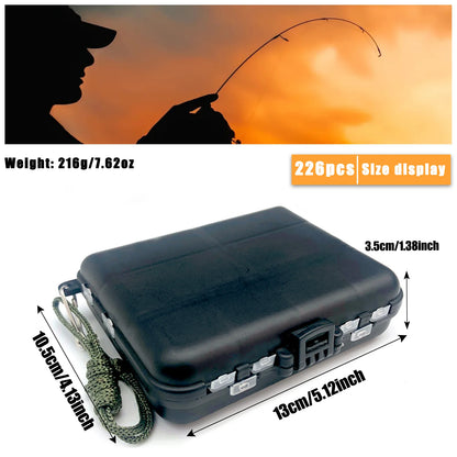170-410pcs Professional Fishing Kit with Tackle Box, Hooks Sinkers Swivels for Bass Trout Saltwater Fishing Complete Lure Set