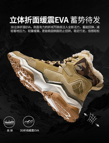 RAX Hiking Boots Men Waterproof Winter Snow Boots Fur lining Lightweight Trekking Shoes Warm Outdoor Sneakers Mountain Boots Men