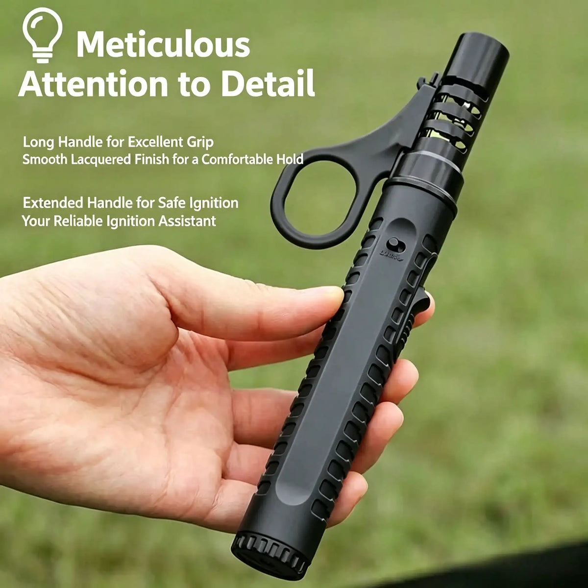 Matte Black Tactical Outdoor Survival Fire Starter, Adjustable Flame Refillable Butane Gadget, Pocket Backpack Friendly Camping Accessory Set Perfect Gift For Outdoor Enthusiasts,Windproof Lighter Gift Lighter