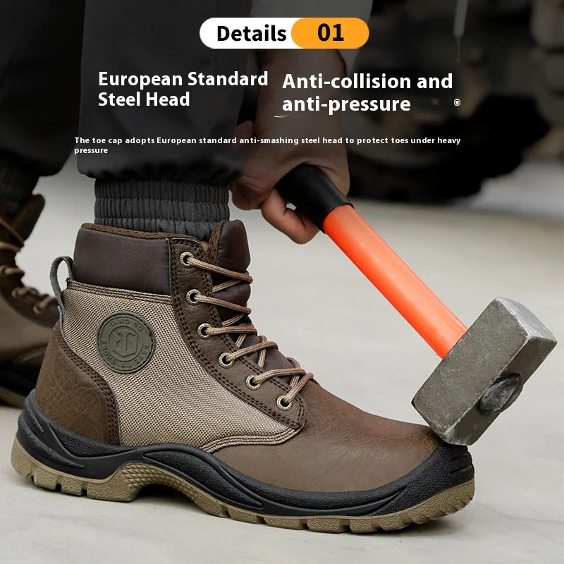 Men’s Safety Work Boots – Anti-Smash, Anti-Slip, Waterproof & Durable Steel Toe Shoes
