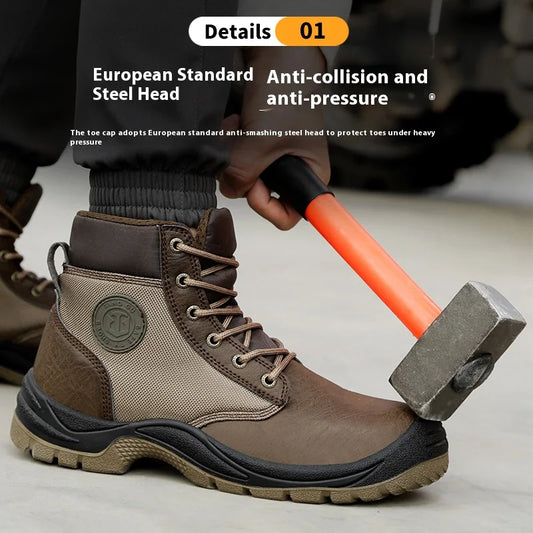 Men’s Safety Work Boots – Anti-Smash, Anti-Slip, Waterproof & Durable Steel Toe Shoes