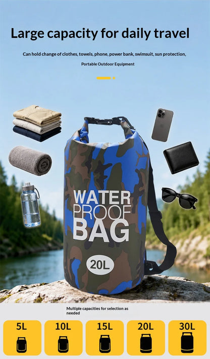 Homefish 15L 30L Waterproof Dry Bag Backpack Wet Separation Pocket for Kayaking Boating Swimming Outdoor Sport