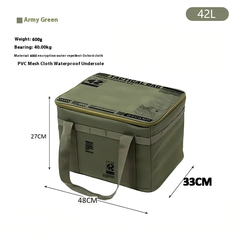 30L/42L/56L Autumn Camping Bag Insulated Waterproof Tactical Foldable Outdoor Picnic Tableware Storage Box Large Capacity Field