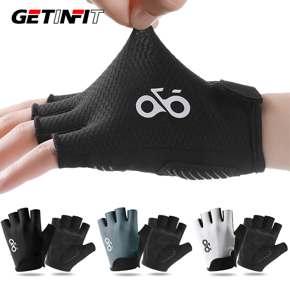 GETINFIT Summer Cycling Half Finger Gloves Lightweight Breathable Non-Slip Durable Shock Absorbing Outdoor Gym Hiking Running