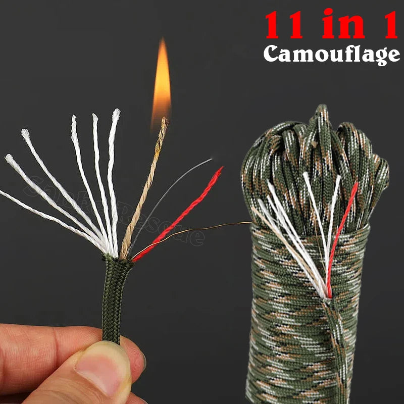 6 Kindling 550 25/100FT 10-Core Paracord 4mm Outdoor Camping Survival Tool Fit PE Fire Rope Fishing Cotton Line Parachute Hiking