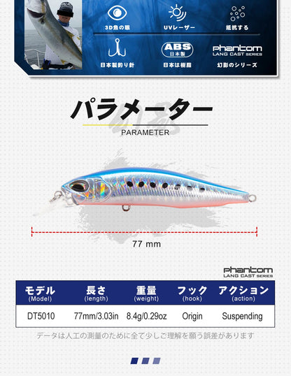 D1 Suspending Minnow Jerkbait 77mm