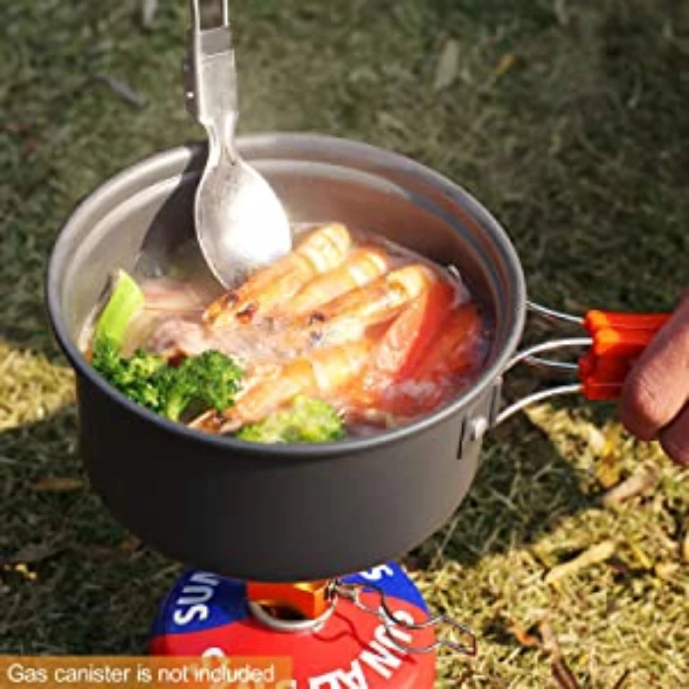 Camping Cooking Set Portable Lightweight Aluminum Camping Pot Set Hiking Picnicking Outdoor Travel Cooking Utensils Set