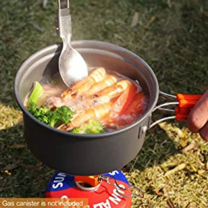 Camping Cooking Set Portable Lightweight Aluminum Camping Pot Set Hiking Picnicking Outdoor Travel Cooking Utensils Set