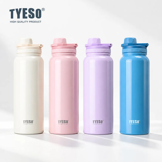 TYESO Stainless Steel Thermal Water Bottle Portable Tumbler Sport Vacuum Flask Keeps Cold and Heat Thermal Mug Car Insulated Cup