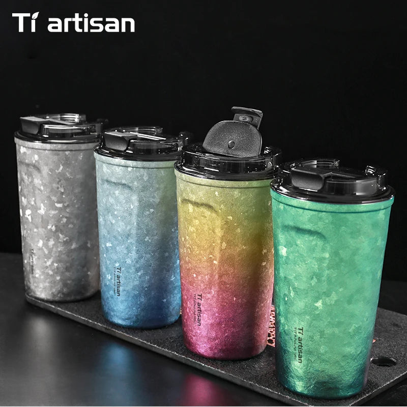 Tiartisan Pure Titanium Vacuum Insulated Cup 400ml / 500ml Double-Wall Coffee Mug Outdoor Camping Lightweight Thermos Cup
