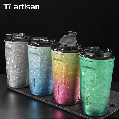 Tiartisan Pure Titanium Vacuum Insulated Cup 400ml / 500ml Double-Wall Coffee Mug Outdoor Camping Lightweight Thermos Cup