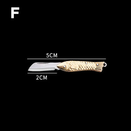 5cm Acrylic Mini Folding Knife Pendant Brass Wood Keychains Sharp Small Blade Portable Hanging Outdoor Camping Unboxing Knife