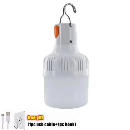 1PC USB Rechargeable 60W LED Camping Light Bulb Hanging Hook Emergency Lantern Portable Tent Lamp Outdoor Camping Night Market