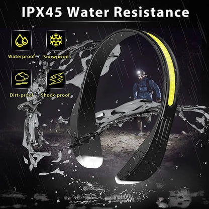 Rechargeable Headlamp 3Lighting Modes COB with Tail Red Light Wide Angle Lighting for Outdoor Running Camping Work