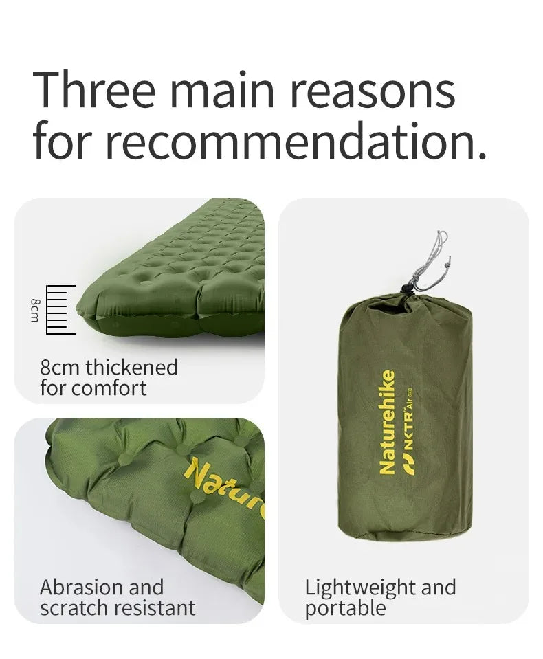 Naturehike 2024 New Camping Mattress 4.6 High R-Value Ultralight Folding Beach Air Sleeping Pad Outdoor Hiking Air Mattress