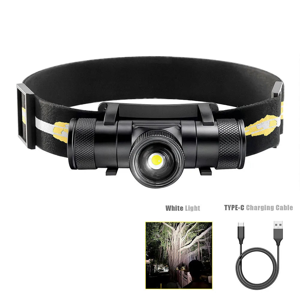 Newest LED Headlamp High Power Headlight 18650 Rechargeable USB Type-C Torch Camping Hunting Flashlight Lamp
