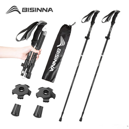 BISINNA 2pcs Ultralight Trekking Poles  Walking Sticks Hiking Canes Folding Aluminum Walking Pole Nodic Walking Sticks