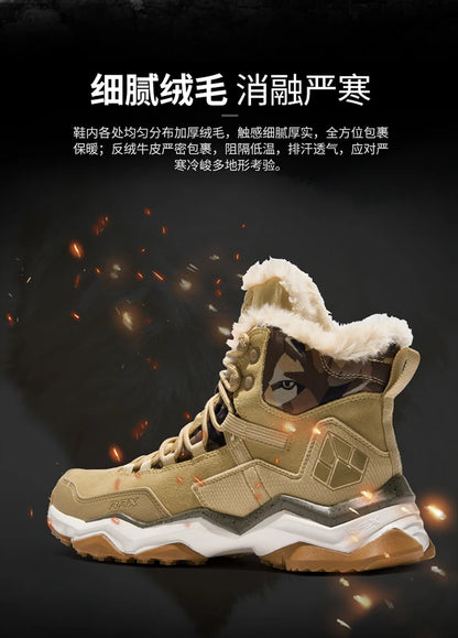 RAX Hiking Boots Men Waterproof Winter Snow Boots Fur lining Lightweight Trekking Shoes Warm Outdoor Sneakers Mountain Boots Men