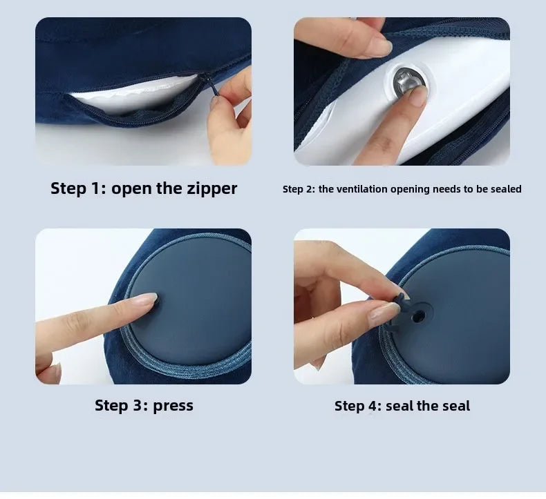 U-shaped Inflatable Travel Pillow Portable Air Pillow Neck Support Pad Comfortable Sleep Pillow Compression Inflatable