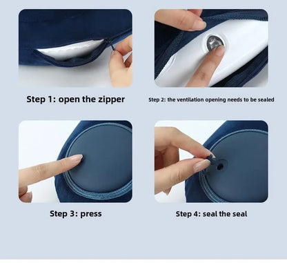 U-shaped Inflatable Travel Pillow Portable Air Pillow Neck Support Pad Comfortable Sleep Pillow Compression Inflatable