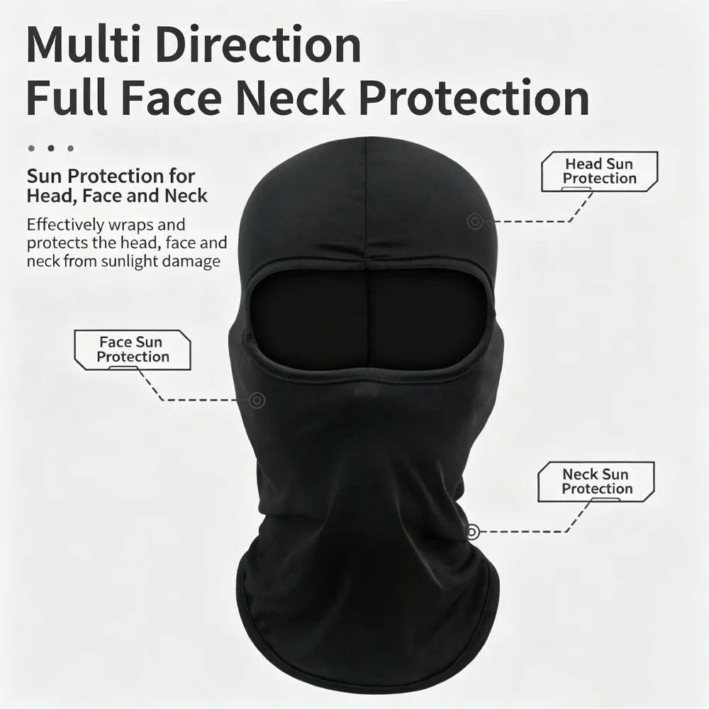Thin Breathable UV Protection Full Face Mask Neck Cover Lightweight Helmet Liner for Cycling Running Motorcycle Outdoor Activity