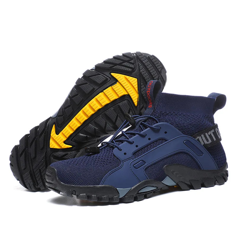 Men’s Wading Hiking Sneakers – High-Top Slip-Resistant Outdoor Fishing Boots, Breathable Mesh Ankle Shoes