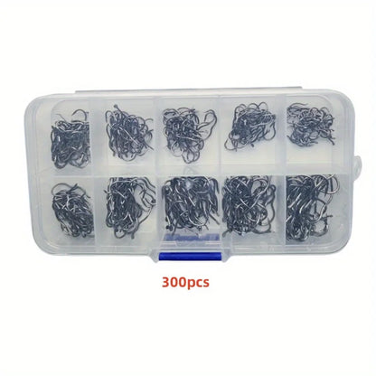 Carbon Steel Fishing Hook Assortment (300/500 Pack)