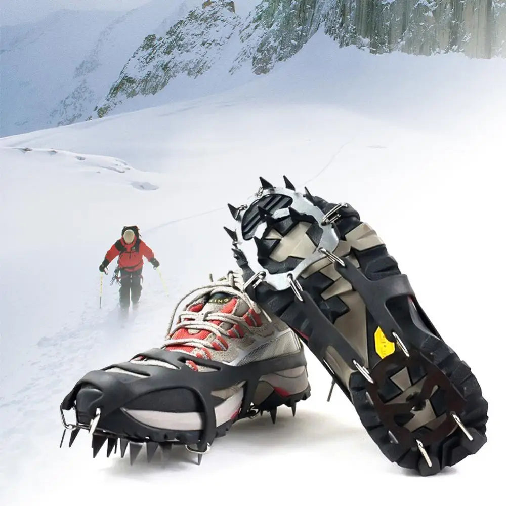 1 Pair 18 Teeth Anti-Slip Ice Snow Shoe Boot Traction Cleat Spikes Crampon Shoes Boots Covers steigeisen шипы для сапог