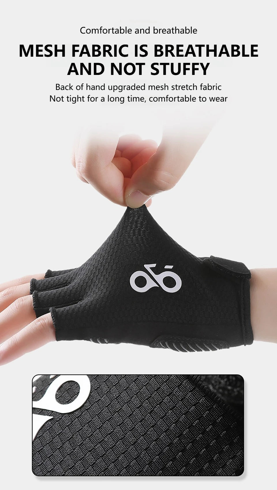 GETINFIT Summer Cycling Half Finger Gloves Lightweight Breathable Non-Slip Durable Shock Absorbing Outdoor Gym Hiking Running