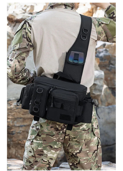 Fishing Tackle Sling Backpack with Rod Holder