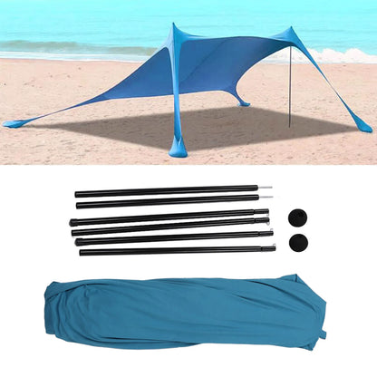 New Beach Sun Shelter Beach Canopy UPF50 5 People Capacity Polyurethane Reinforced Windproof Rope with Carry Bag for Camping
